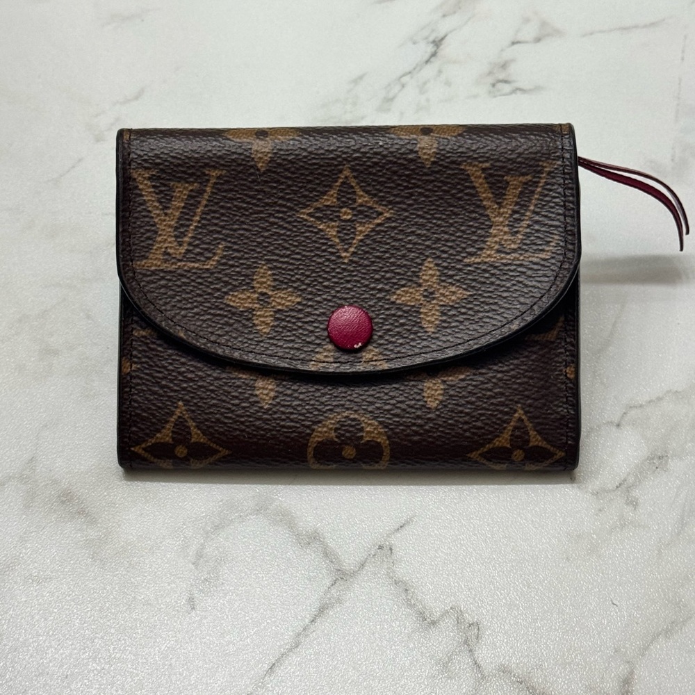 Louis Vuitton Monogram Porte Monnaie Rosalie Coin Purse Wallet Red Lining